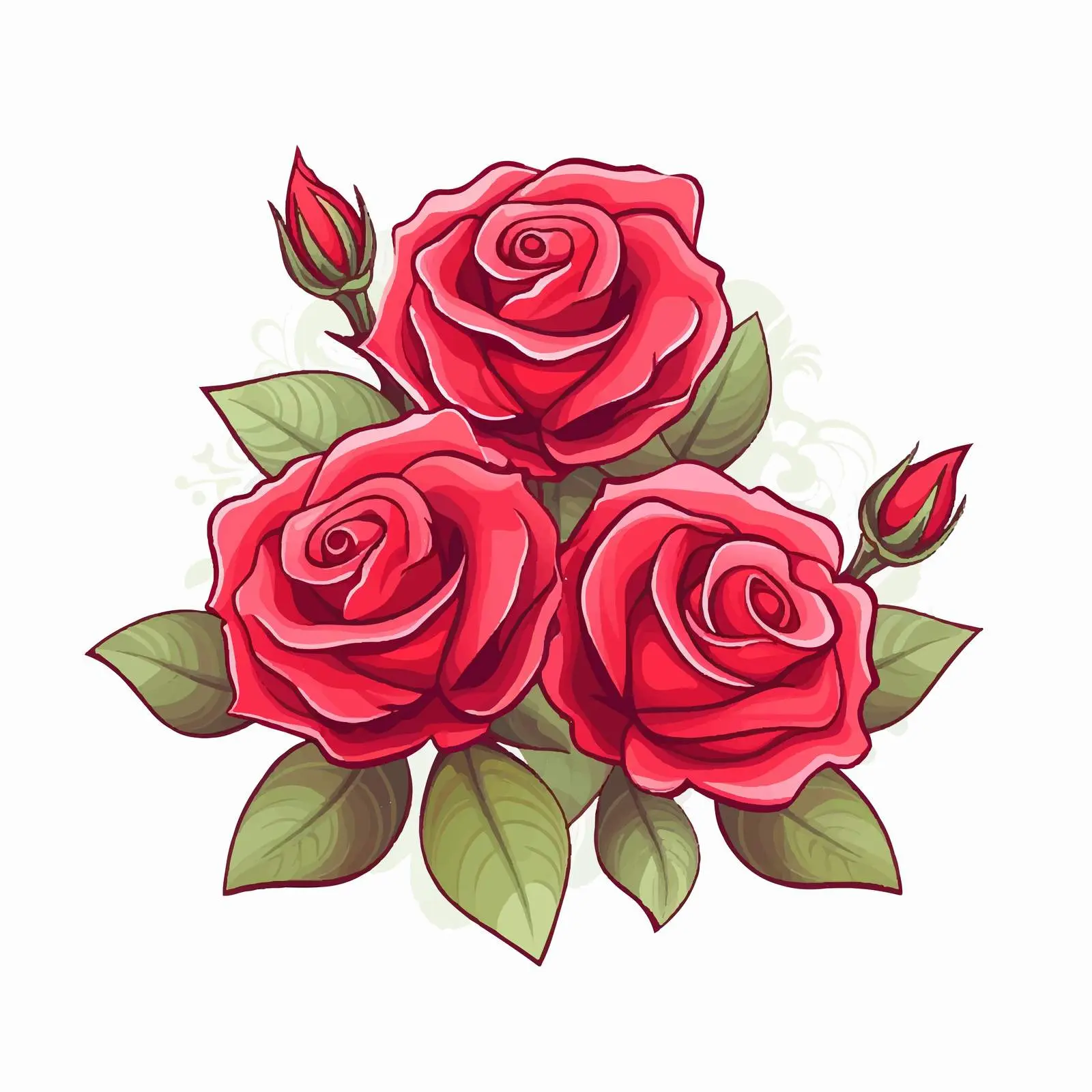 Roses Line Vector Illustration on White Background — free download from Dotvec