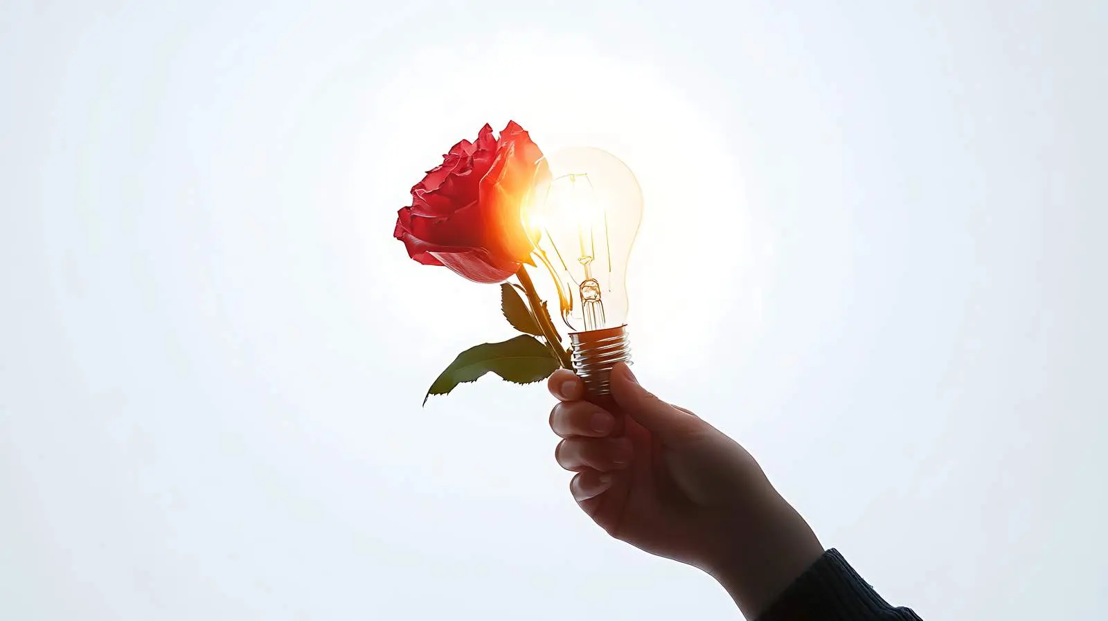 Rosette Holding Glowing Light Bulb on White Background — free download from Dotvec