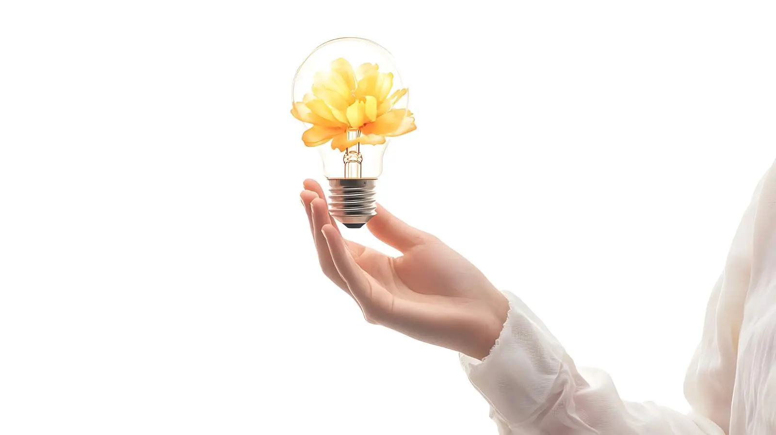 Rosette Holding a Glowing Light Bulb – free light source image from Dotvec