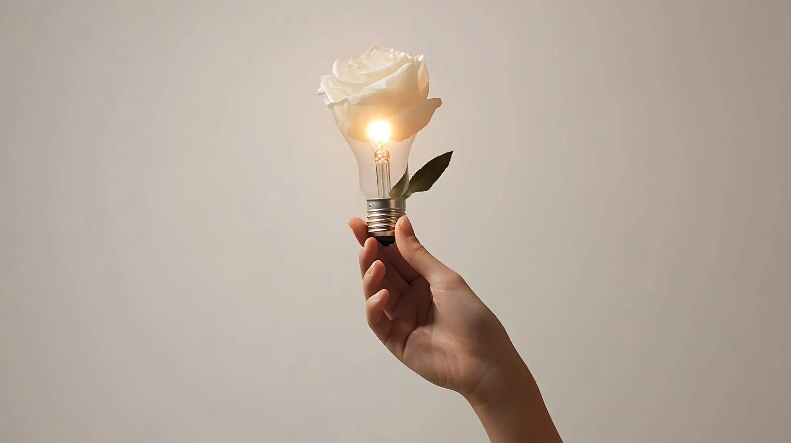 Rosette with Glowing Light Bulb on White Background – free illumination image from Dotvec