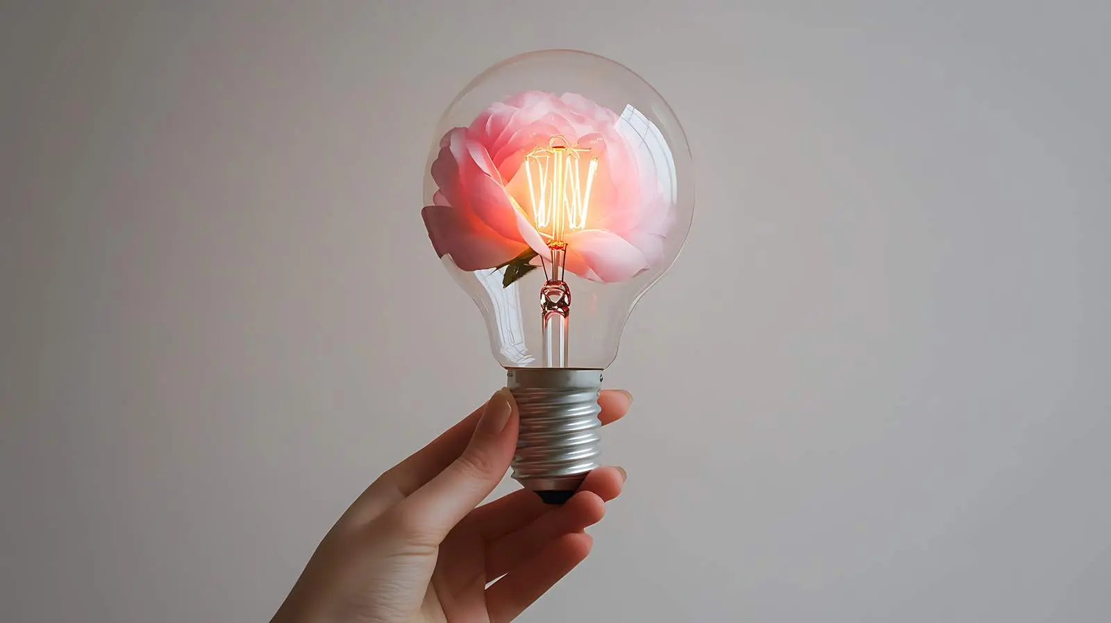 Rosette Holding Glowing Bulb Isolated on White — free download from Dotvec