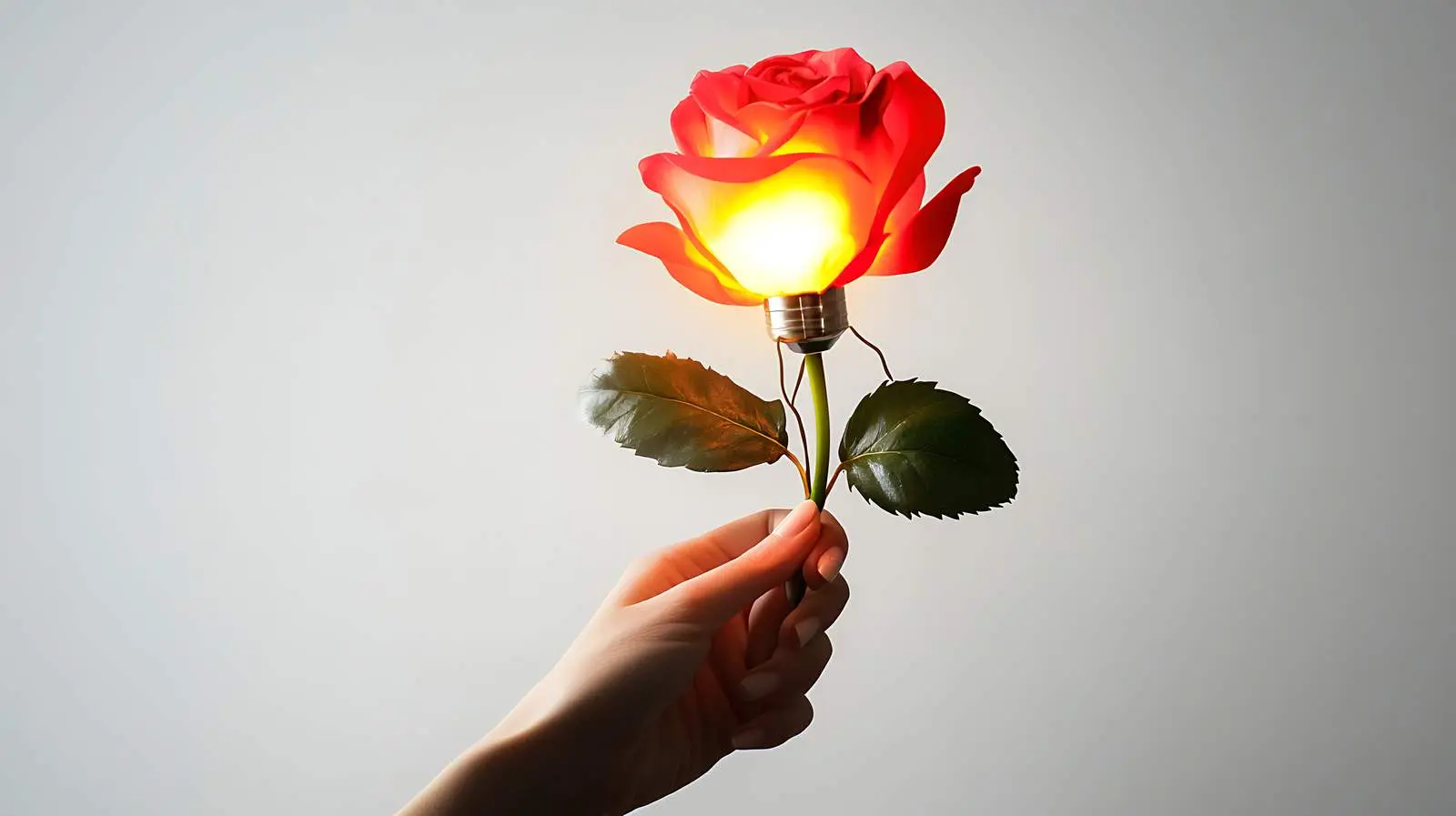 Rosette Holding Glowing Bulb on White Background — free download from Dotvec