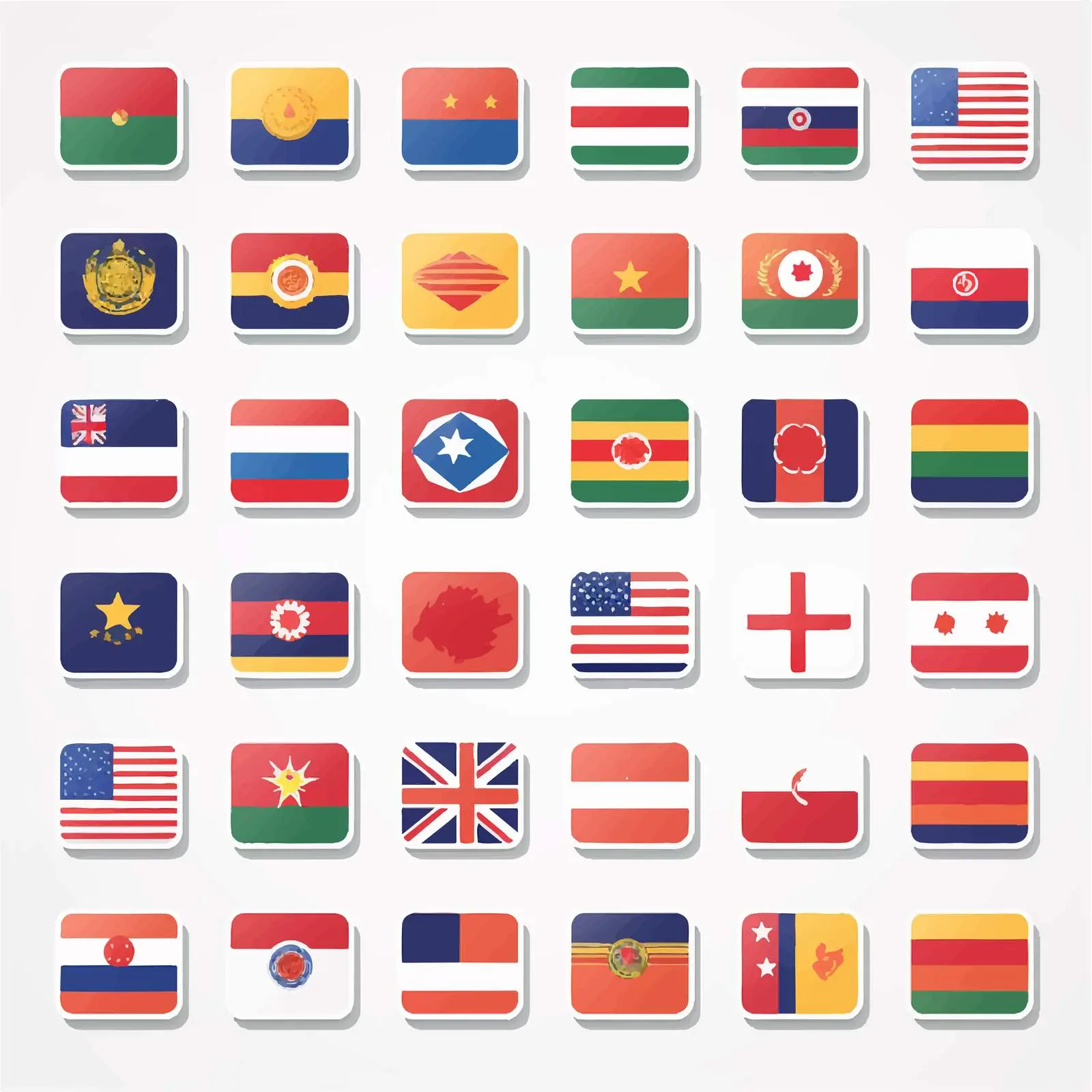 Round and Square World Flag Icons Vector — free download from Dotvec