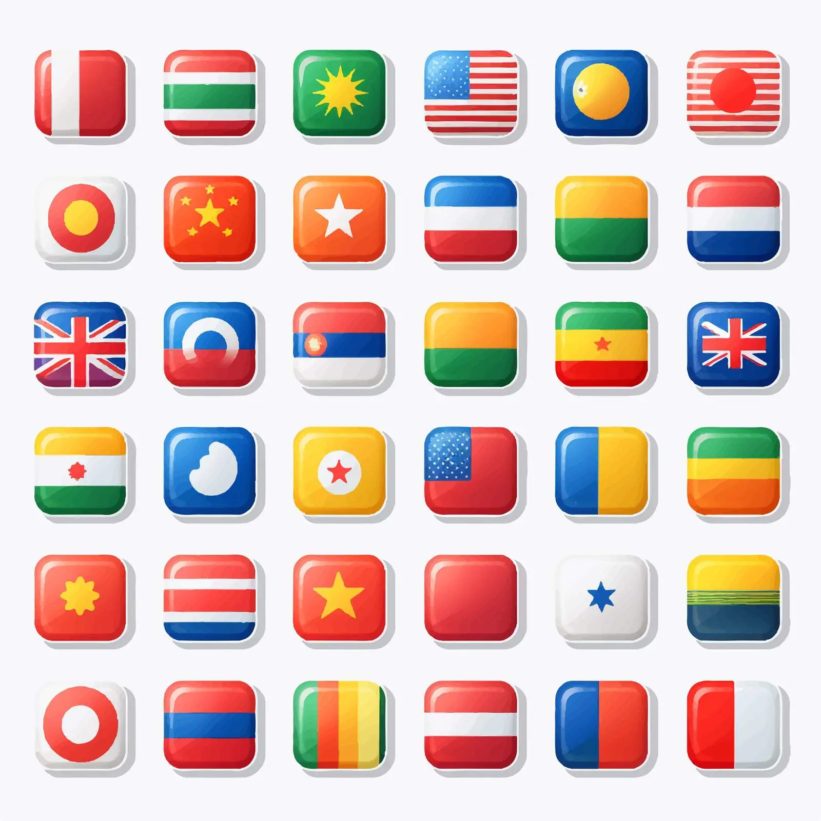 Round and Square Flags of the World Icons — free download from Dotvec