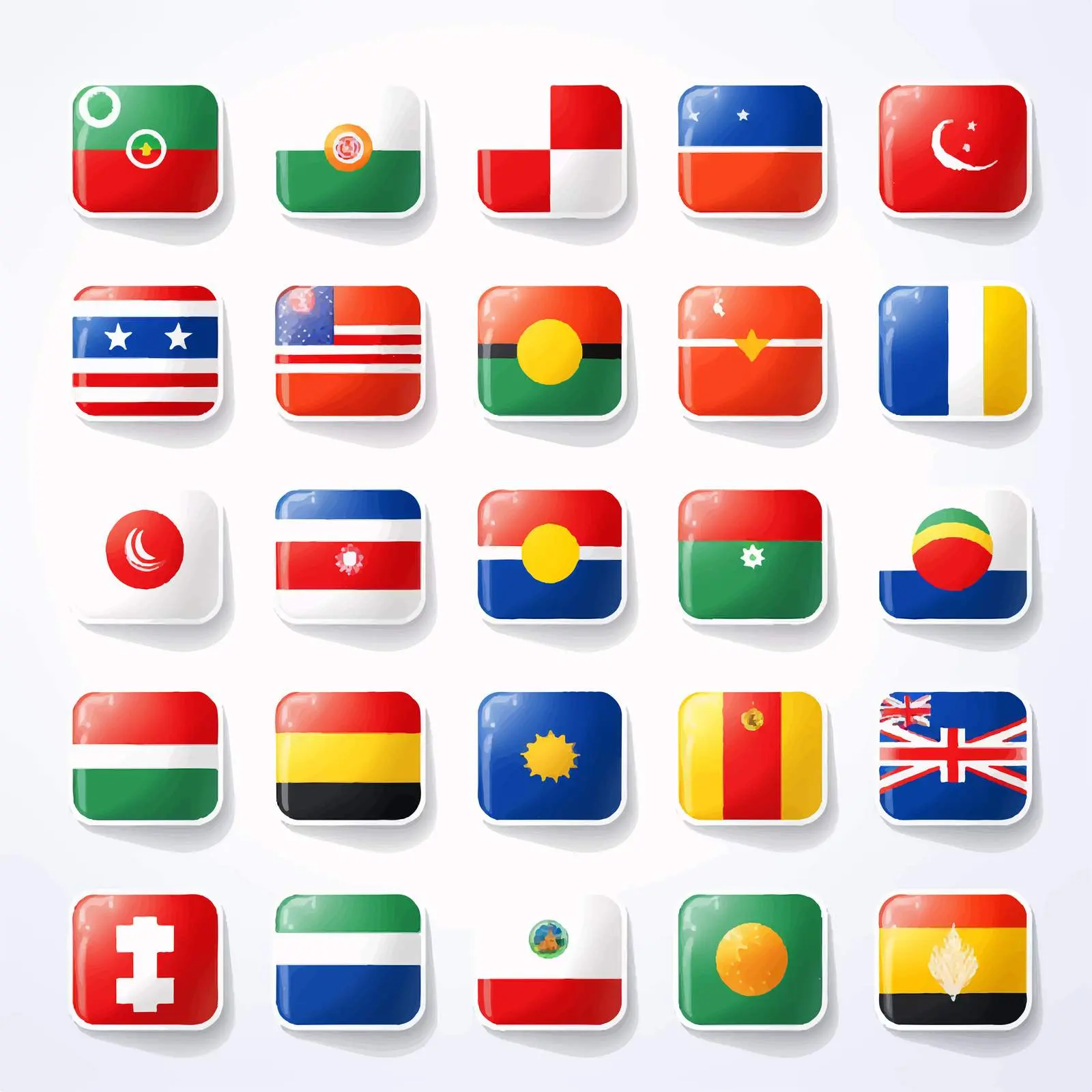 Round and Square World Flag Icons Illustration – free minimalist icon image from Dotvec