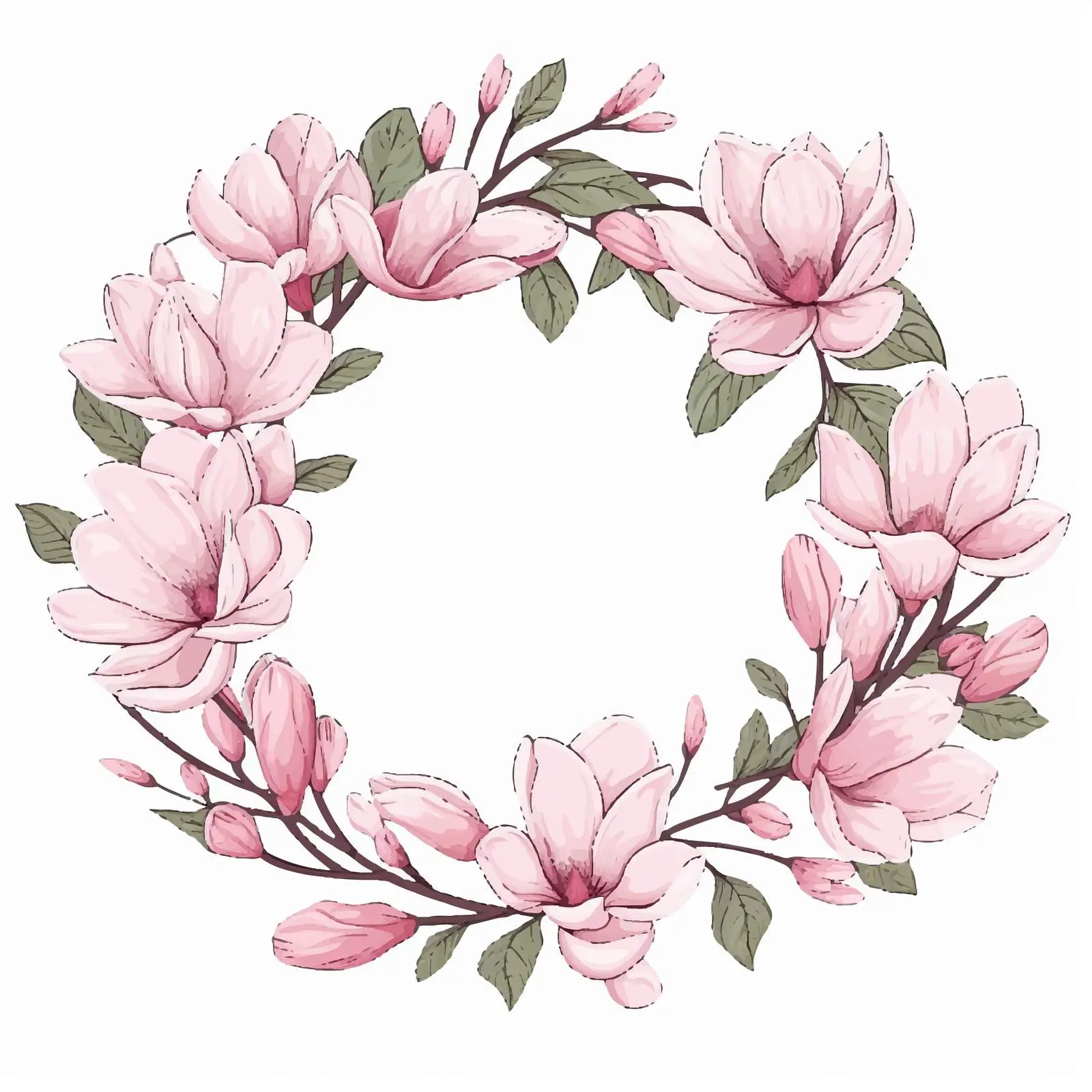 Round Branch Border Frame Vector Design – free wedding frame image from Dotvec