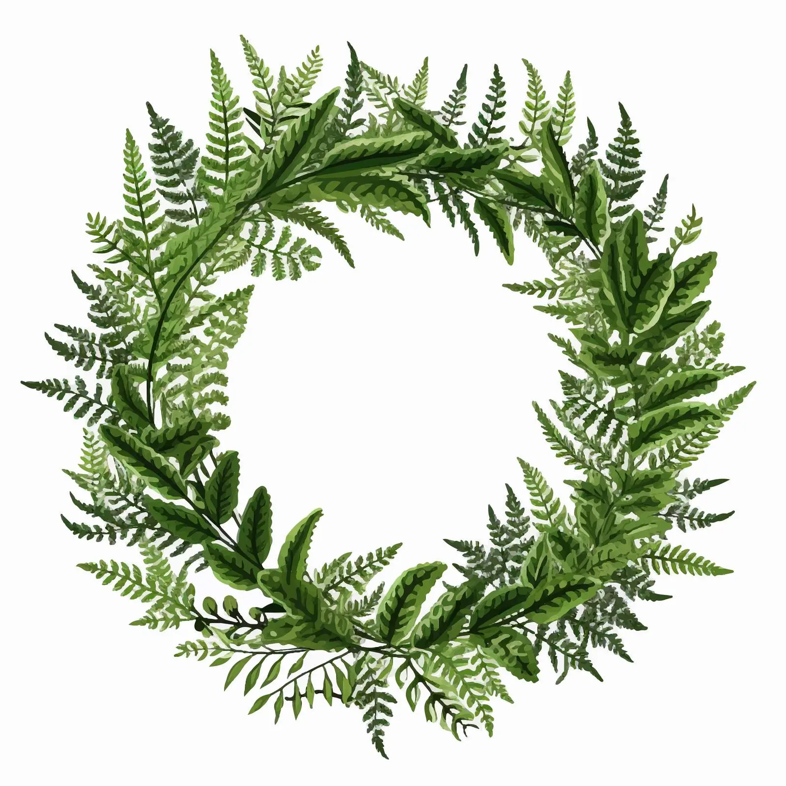 Circular Wreath of Beautiful Ferns Vector — free download from Dotvec