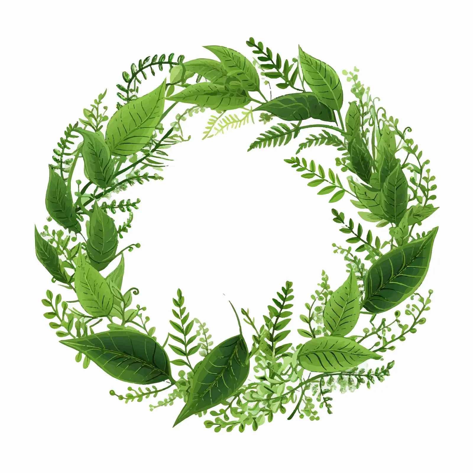 Circular Fern Wreath Frame Design — free download from Dotvec