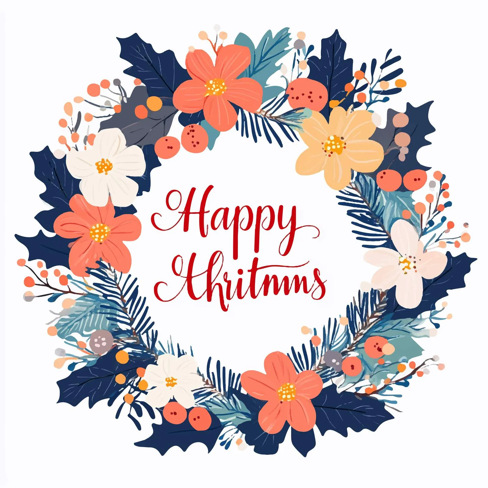 Colorful Floral Round Frame Wreath Vector Design — free download from Dotvec