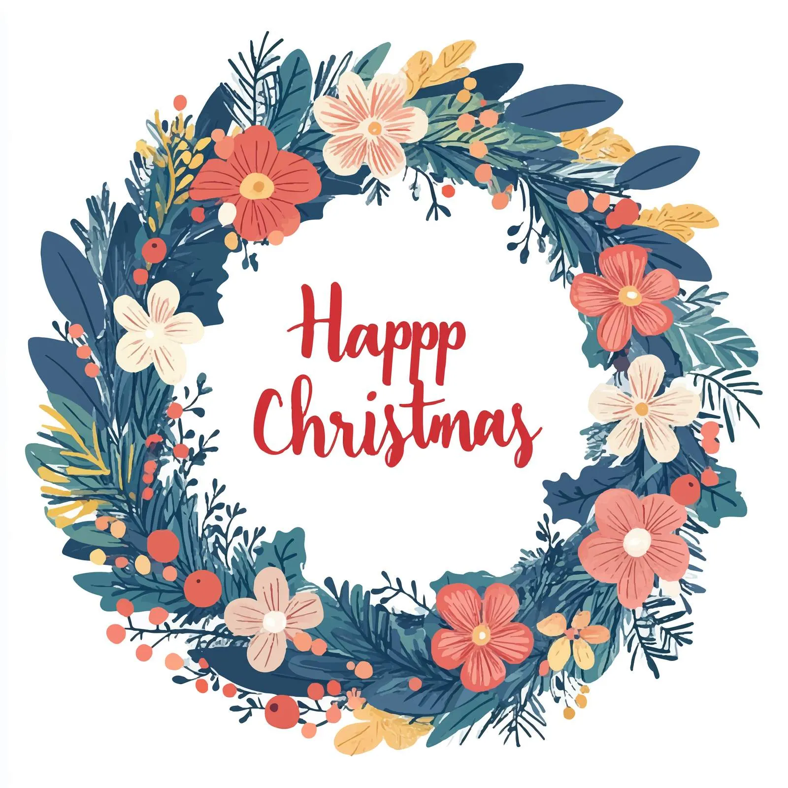 Colorful Floral Garland Wreath Vector Design — free download from Dotvec