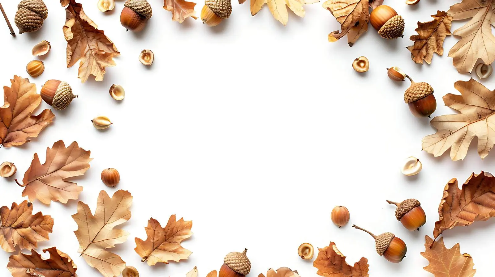 Dried Oak Leaves and Acorns Decorative Frame — free download from Dotvec