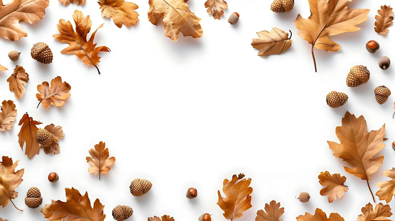 Dried Oak Leaves and Acorns Frame – free seasonal art image from Dotvec