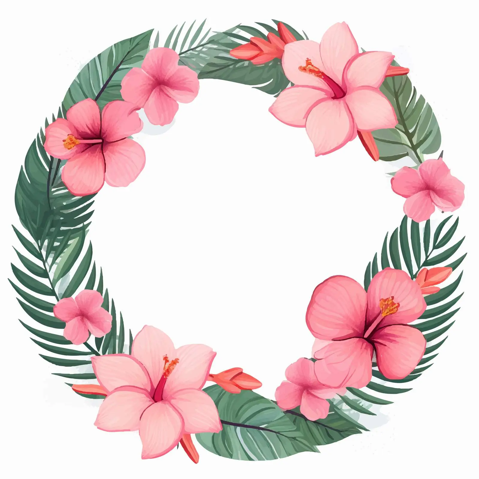 Tropical Flower in Round Transparent Frame Vector — free download from Dotvec