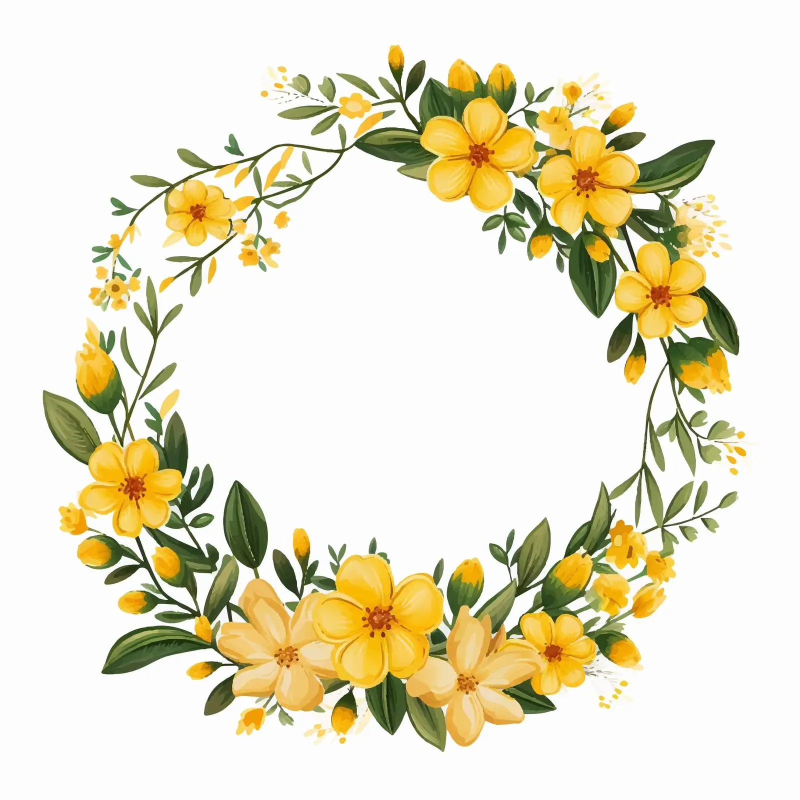 Transparent Round Frame with Yellow Flowers — free download from Dotvec