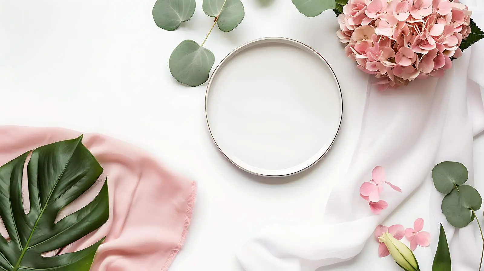 Hydrangea Flower Round Frame with Text Space — free download from Dotvec