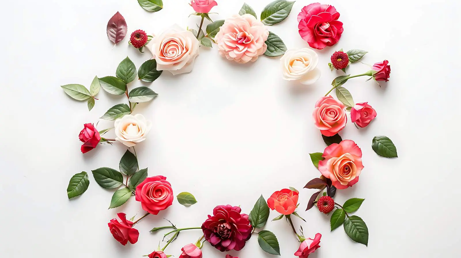 Floral Wreath Pattern with Roses and Peonies — free download from Dotvec