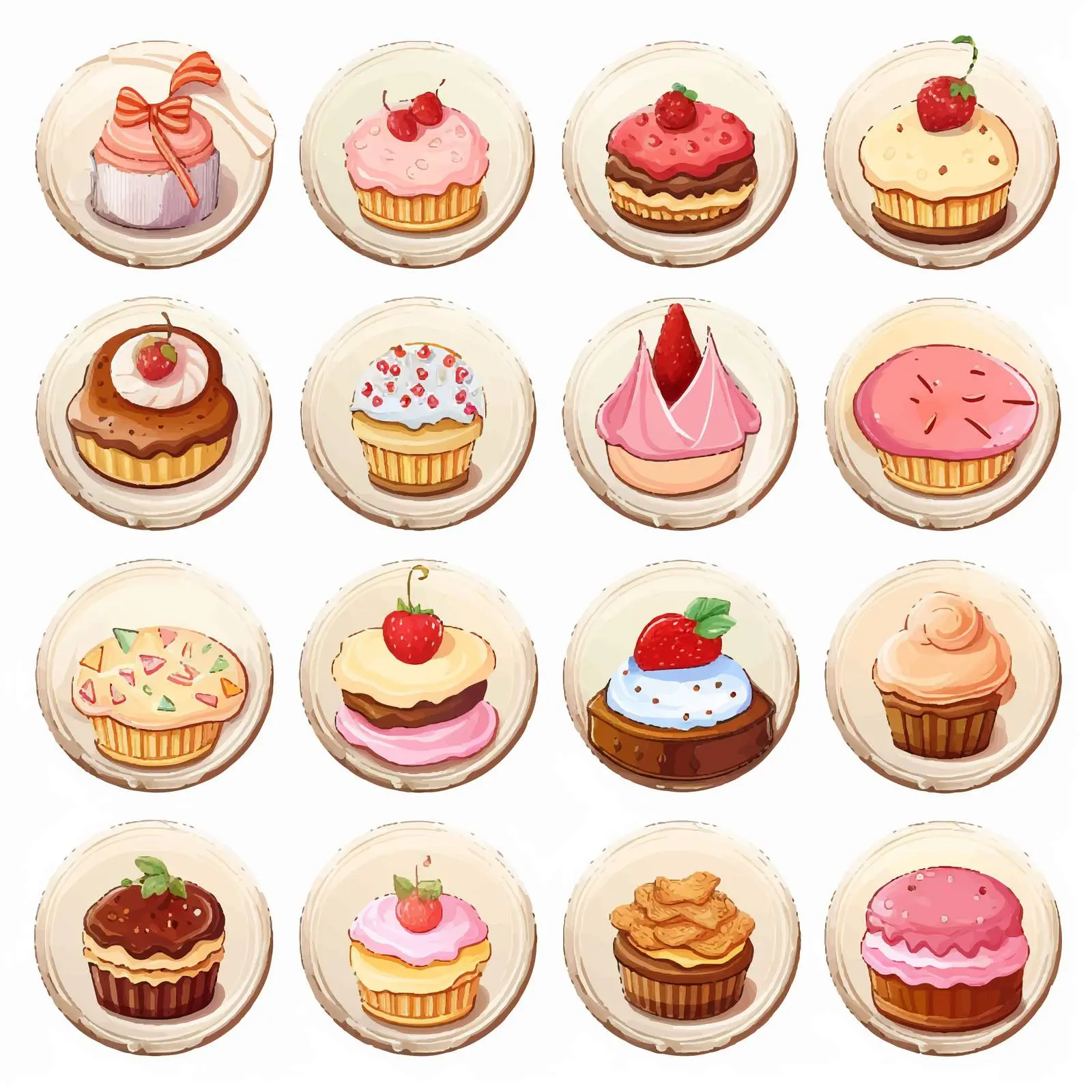 Bakery Birthday Round Stickers Set — free download from Dotvec