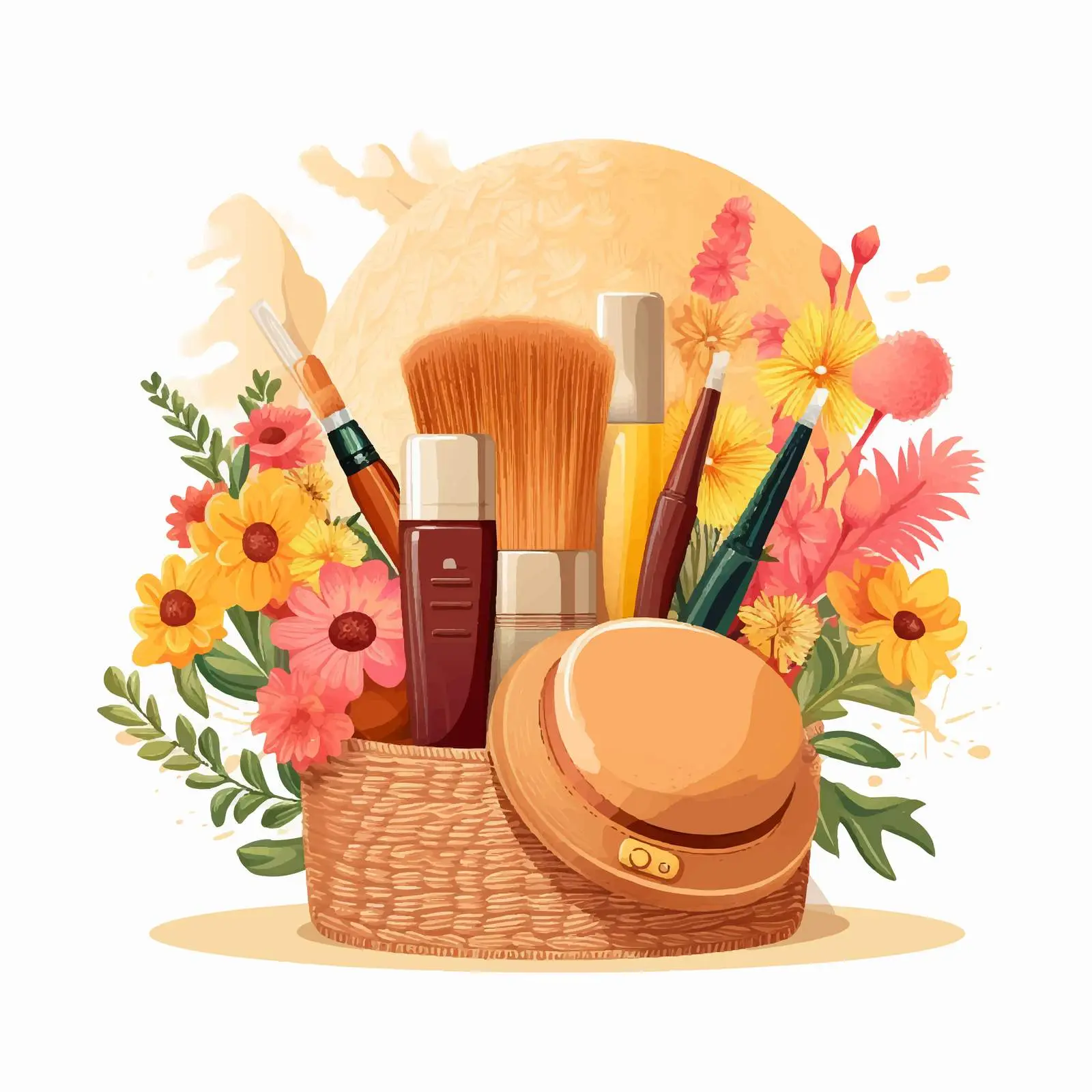 Woven Round Straw Bag with Beach Essentials — free download from Dotvec