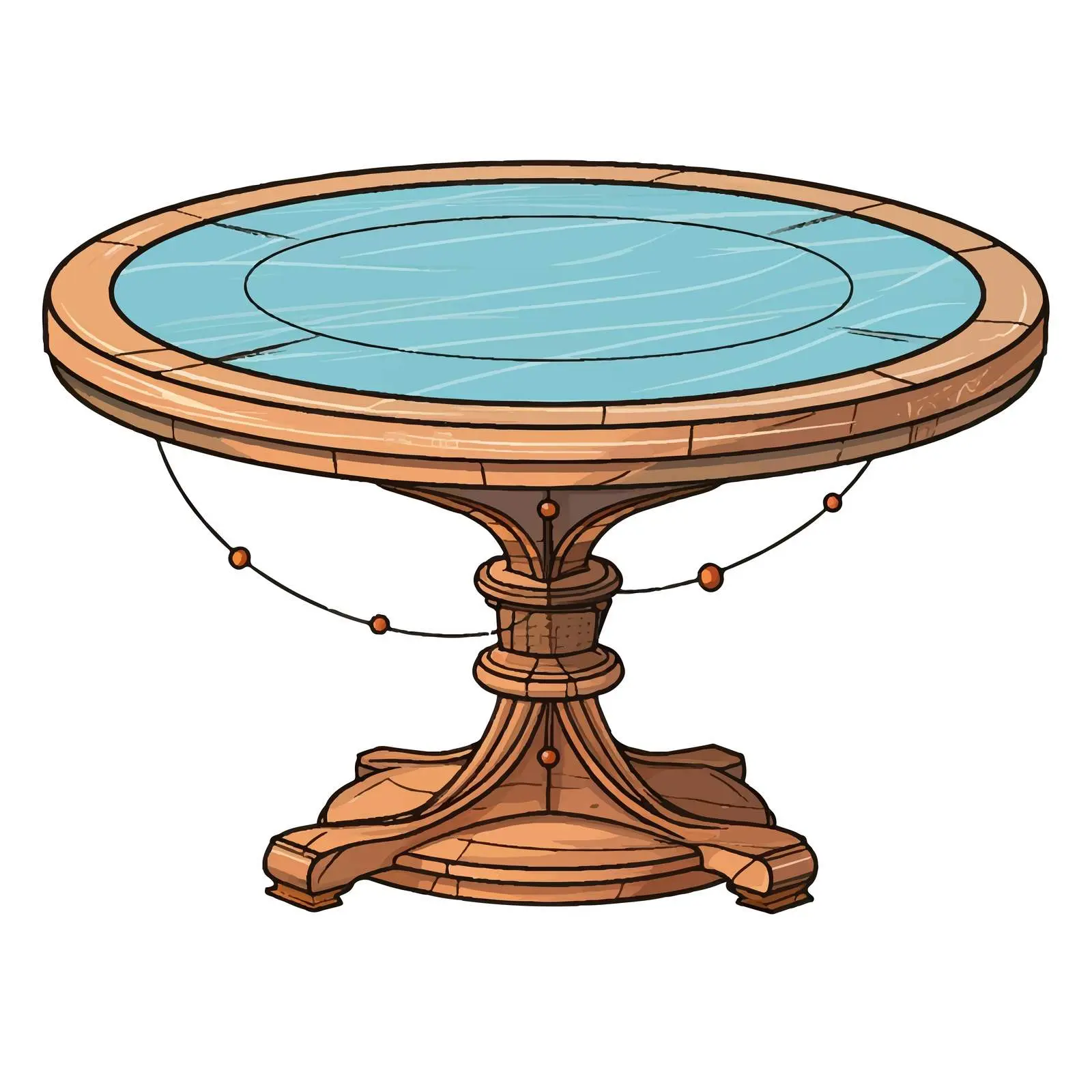 Cartoon Round Table Vector Line Illustration — free download from Dotvec
