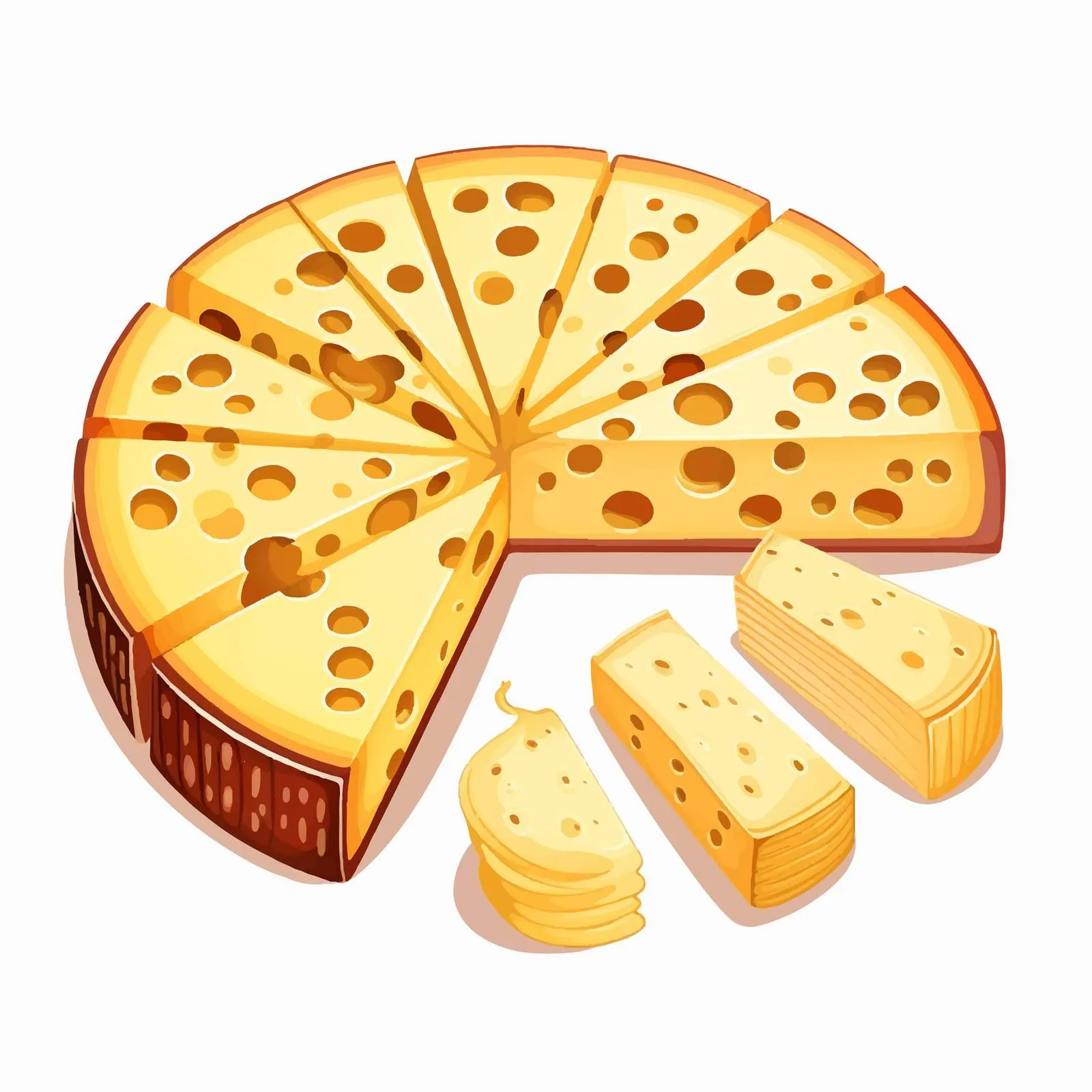 Murol French Cheese Wheel and Cut Piece — free download from Dotvec