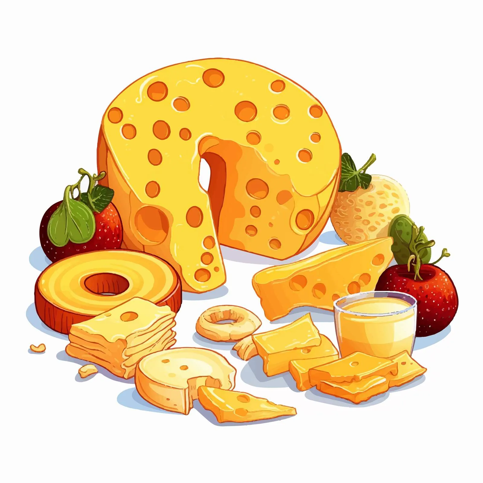 Delicious French Cheese Wheel and Slice — free download from Dotvec