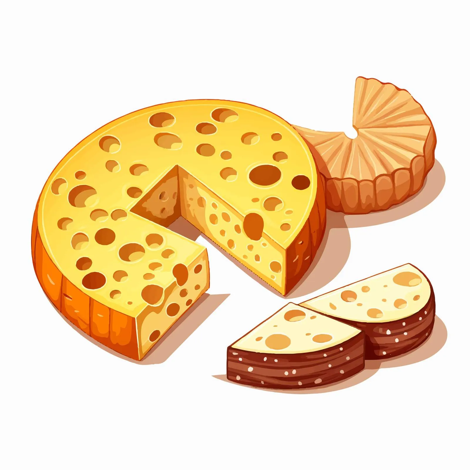 French Murol Cheese Wheel and Cut Slice — free download from Dotvec