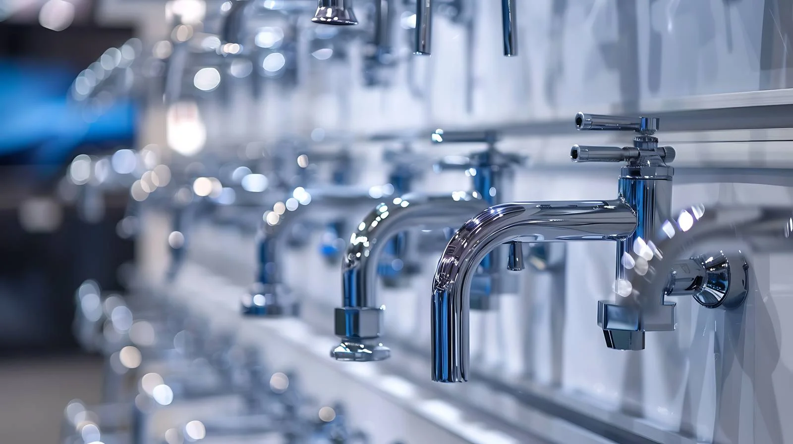 Metal Water Taps Display in Showroom — free download from Dotvec