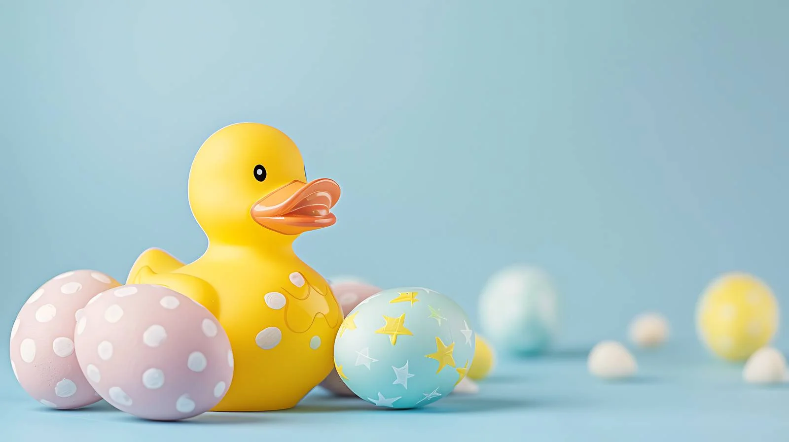 Easter Duck with Cracked Pastel Eggs — free download from Dotvec