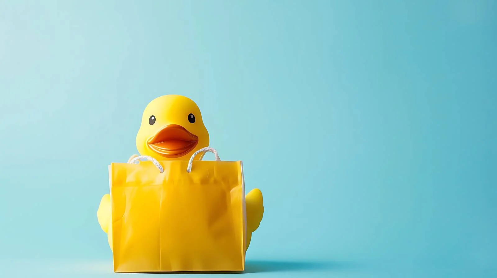 Quirky Duck Shopping on Blue Background — free download from Dotvec