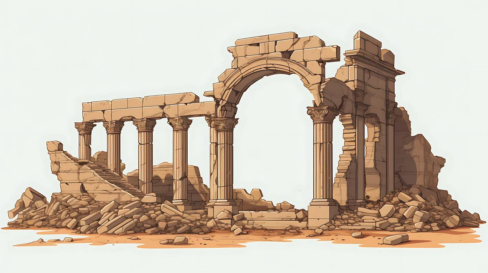 Ancient Greek Temple Ruins with Arches — free download from Dotvec