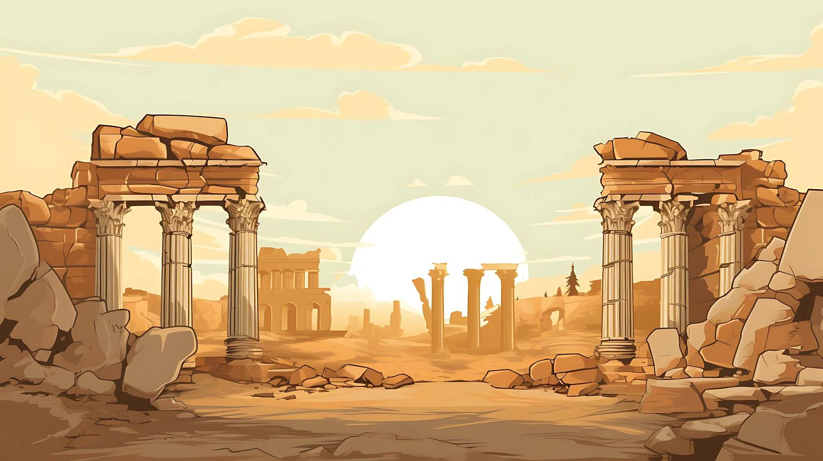 Ancient Greek Temple Ruins with Arches – free archaeology image from Dotvec