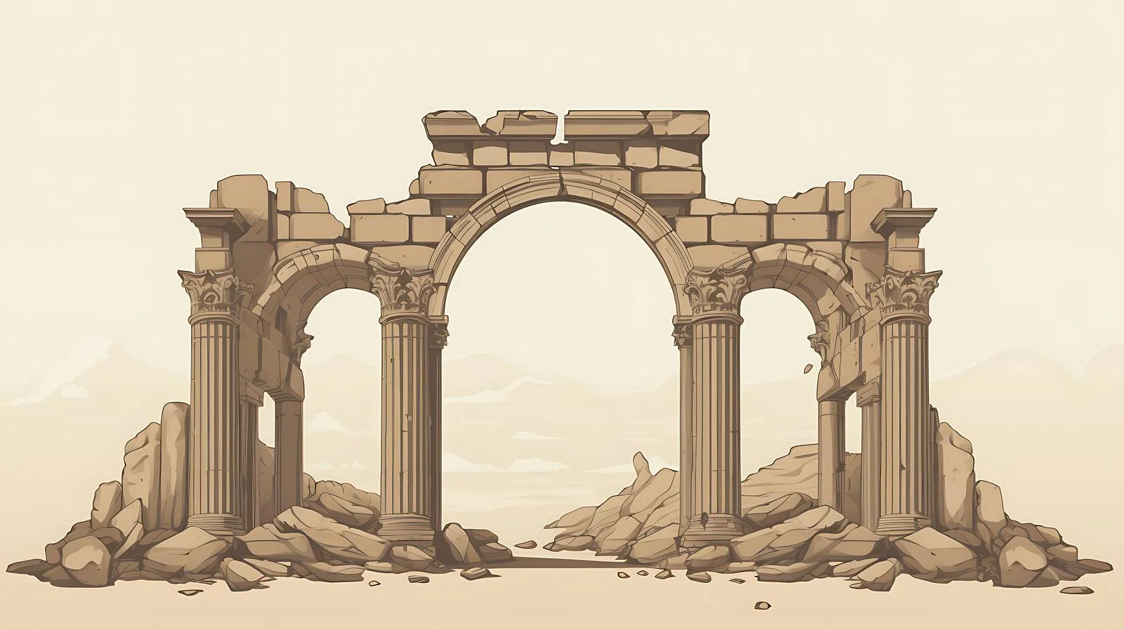 Ancient Greek Temple Ruins with Arches – free archaeology image from Dotvec