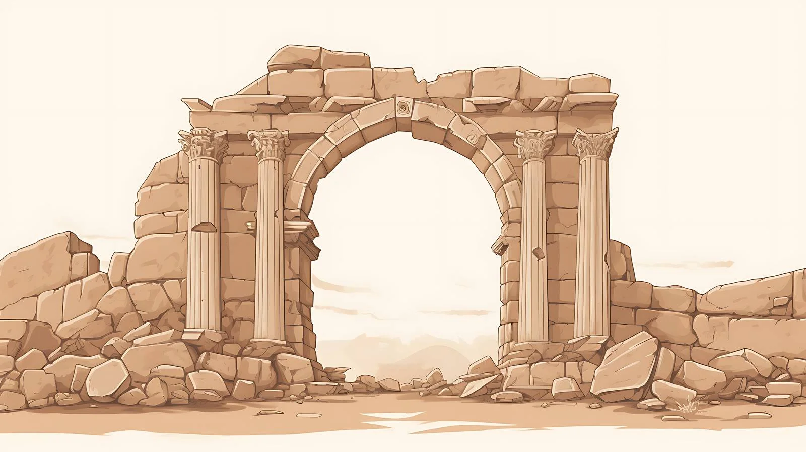Ancient Greek Temple Ruins with Arches — free download from Dotvec