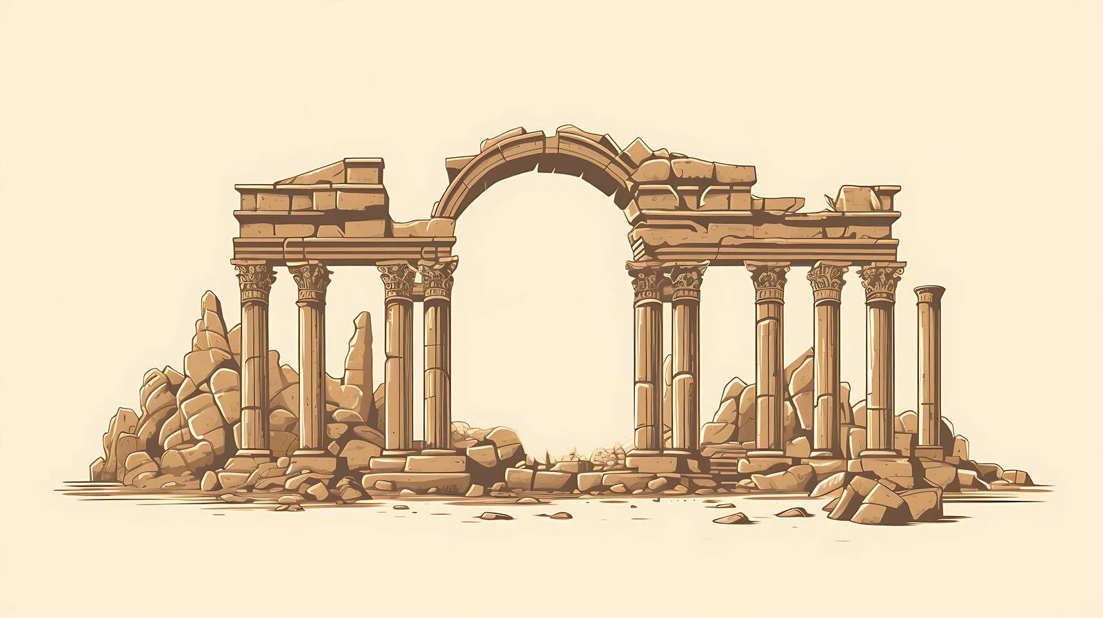 Ancient Greek Temple Ruins with Arches – free archaeology image from Dotvec
