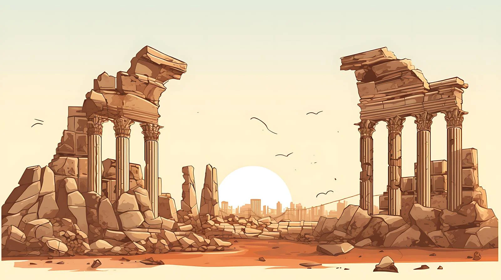 Ancient Greek Temple Ruins with Arches — free download from Dotvec