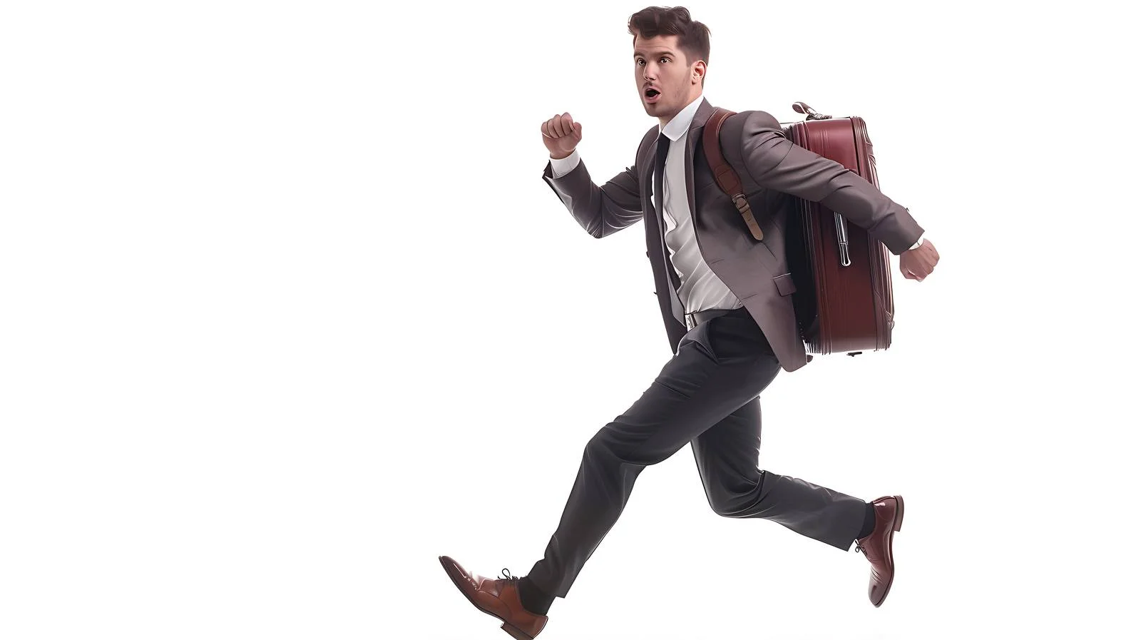 Professional Businessman Running with Suitcase — free download from Dotvec