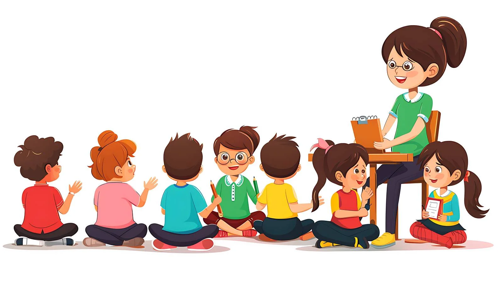 Educational Scene: Rural Female Teacher with Students — free download from Dotvec