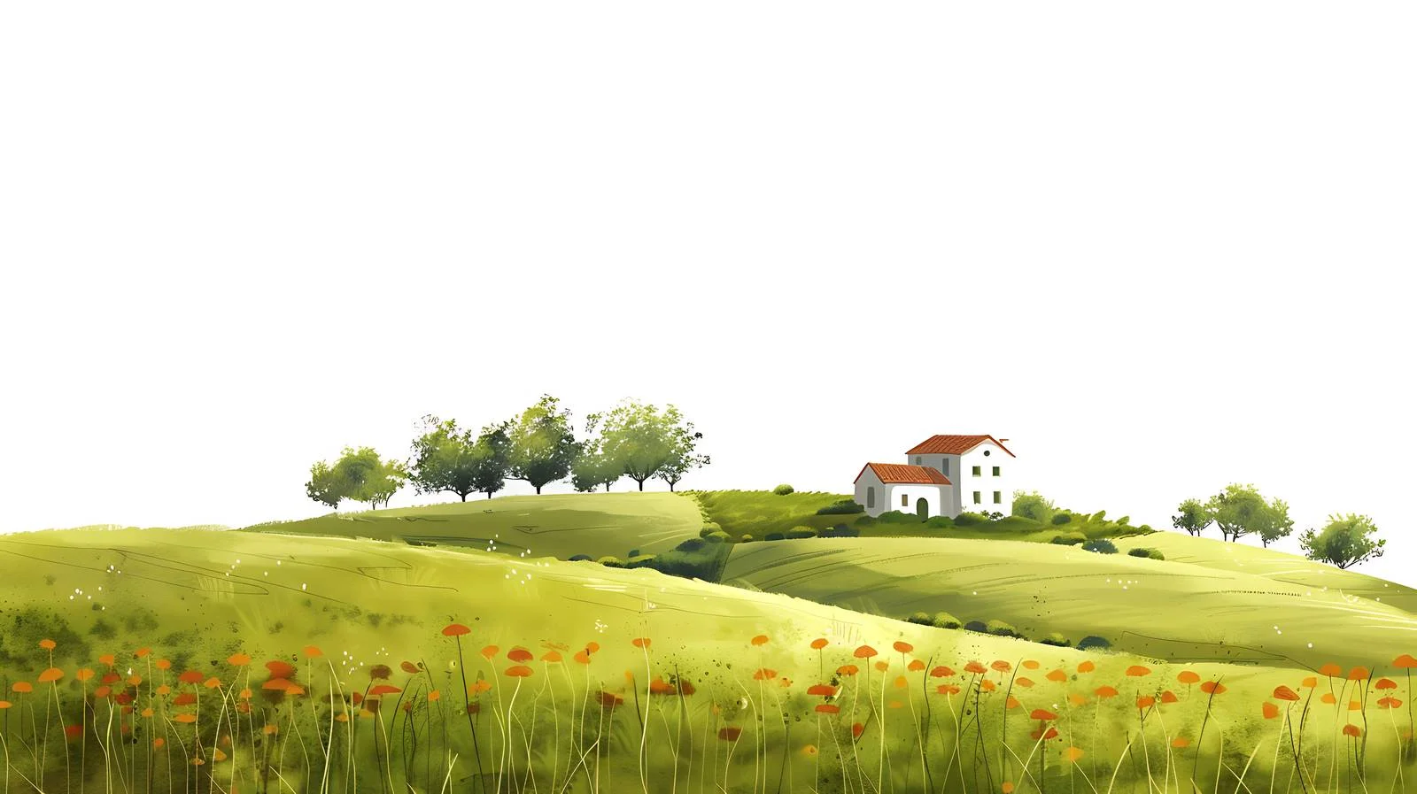 Serene Countryside Scene on White Background — free download from Dotvec