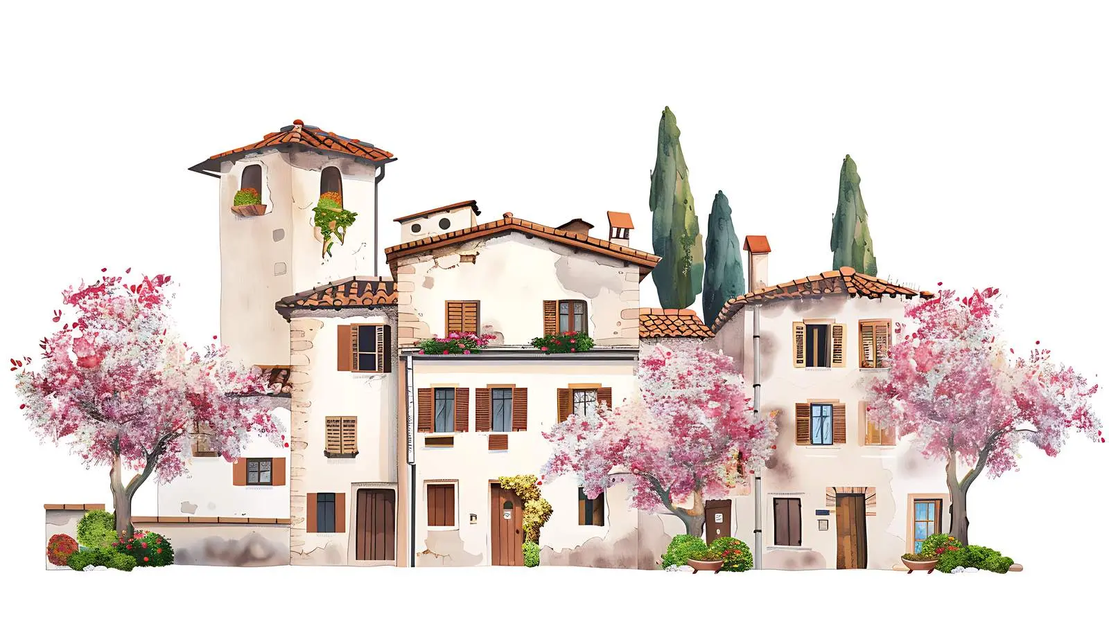 Rustic Italian Village in Mountain Landscape – free mediterranean style image from Dotvec