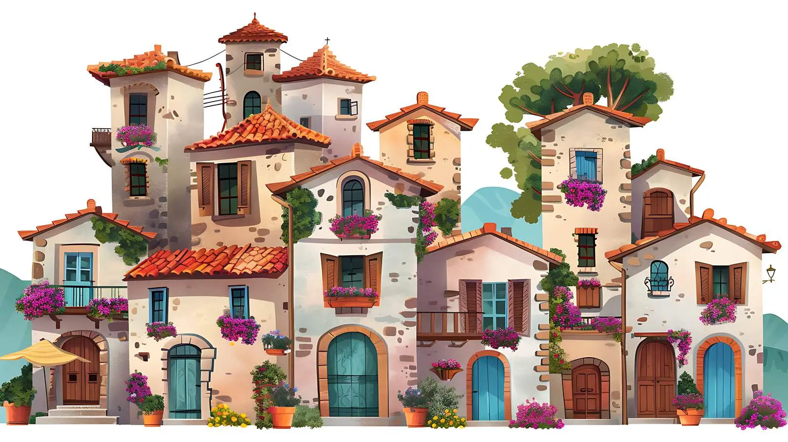Rustic Italian Village in Mountain Landscape — free download from Dotvec