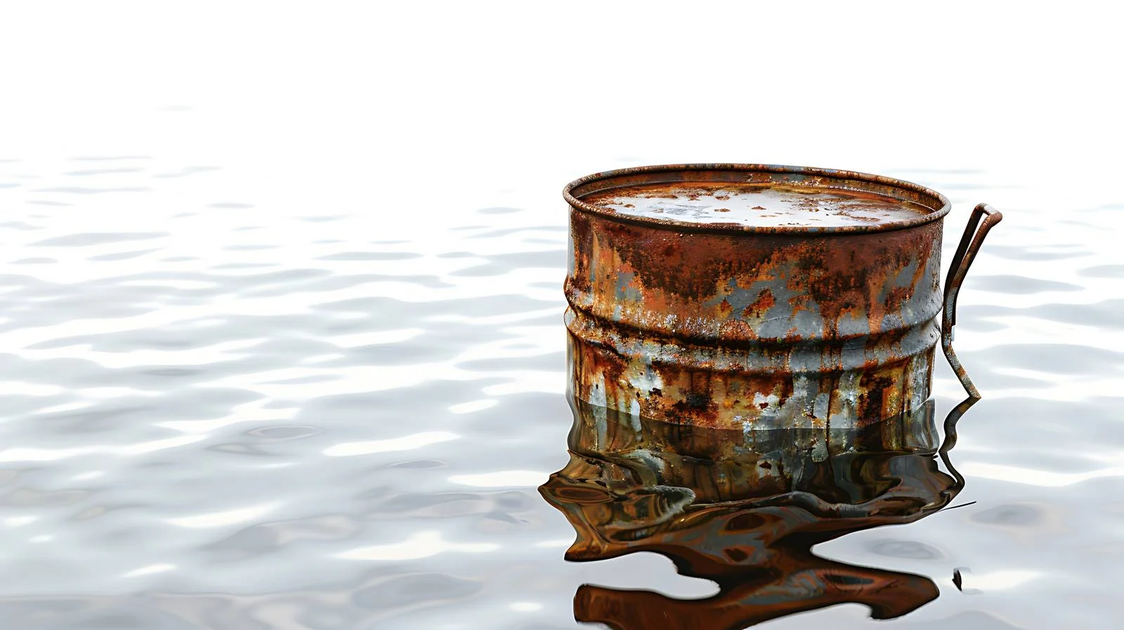 Rusty Barrel Drifts in Water Reflections — free download from Dotvec