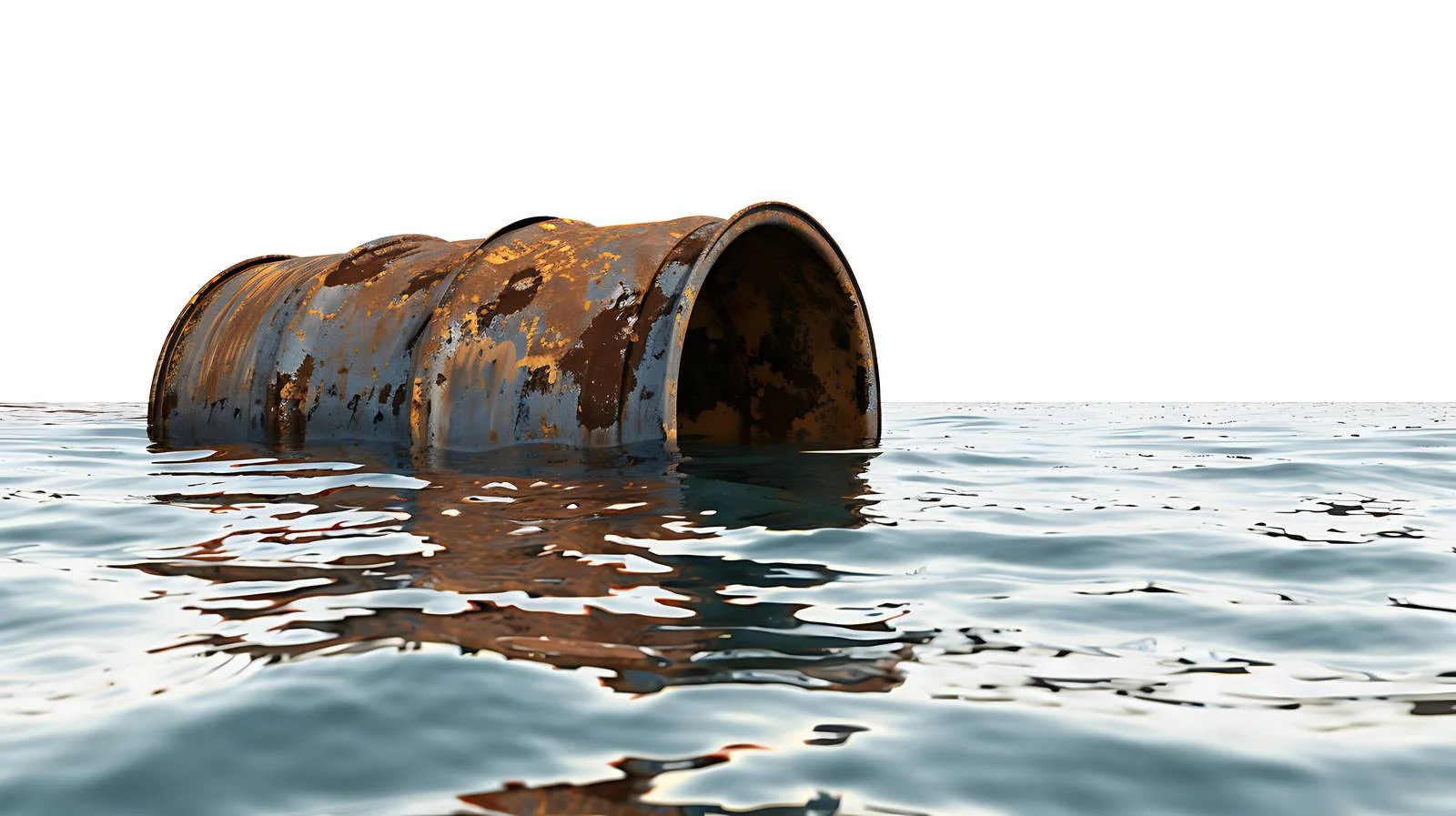 Rusty Barrel Floating in Industrial Water — free download from Dotvec