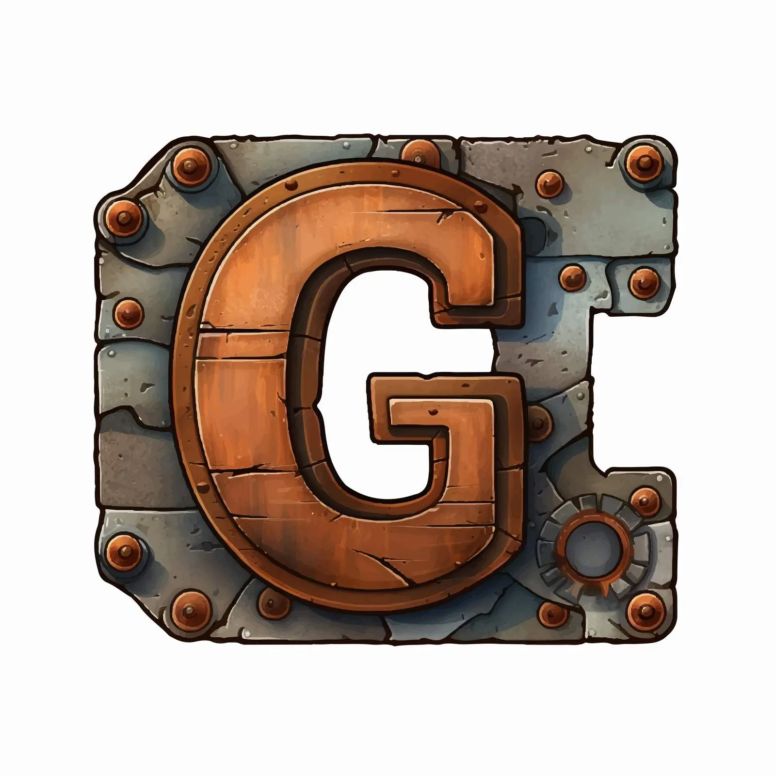 Rusty Metal Label with Latin Letter G — free download from Dotvec