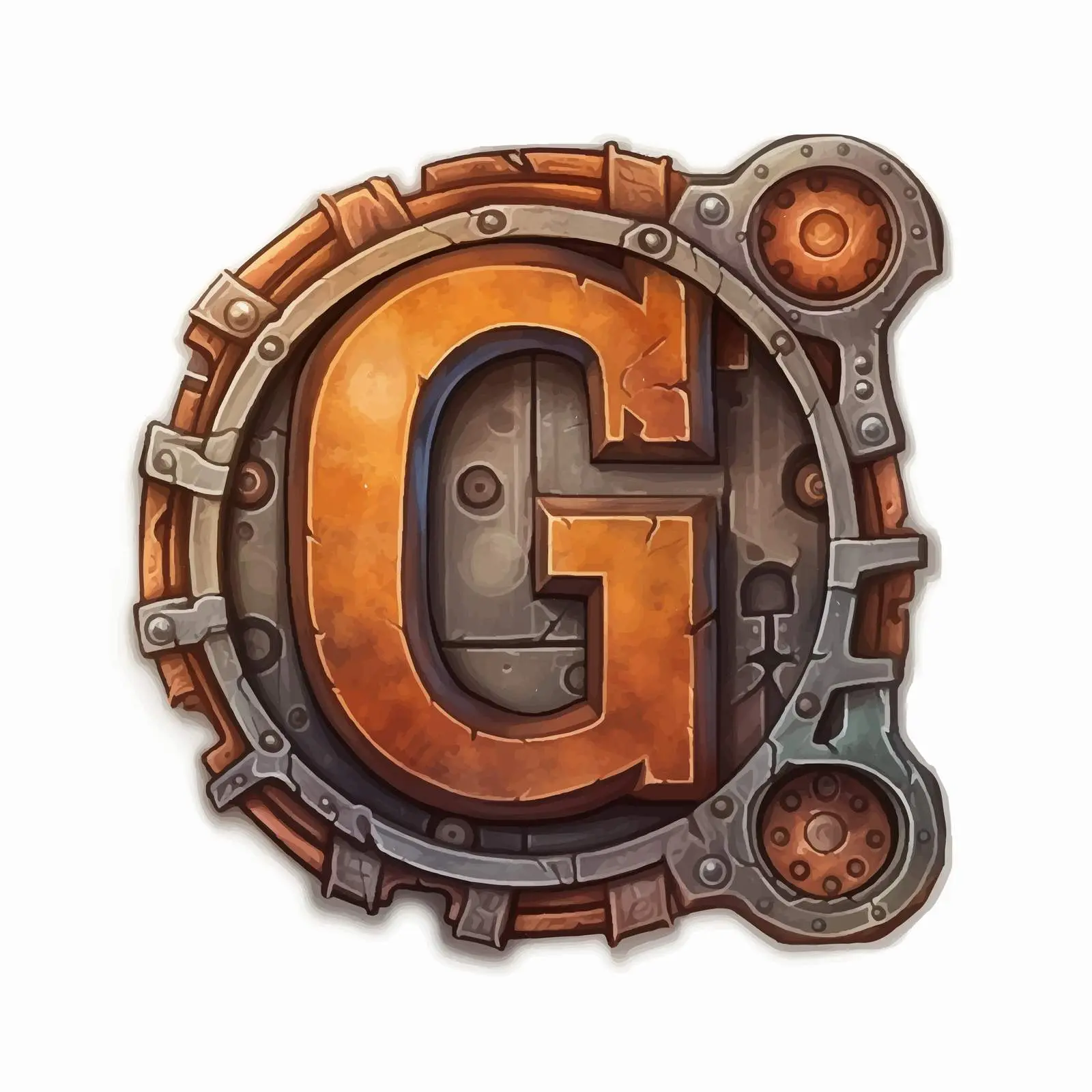 Rusty Metal Label with Latin Letter G — free download from Dotvec