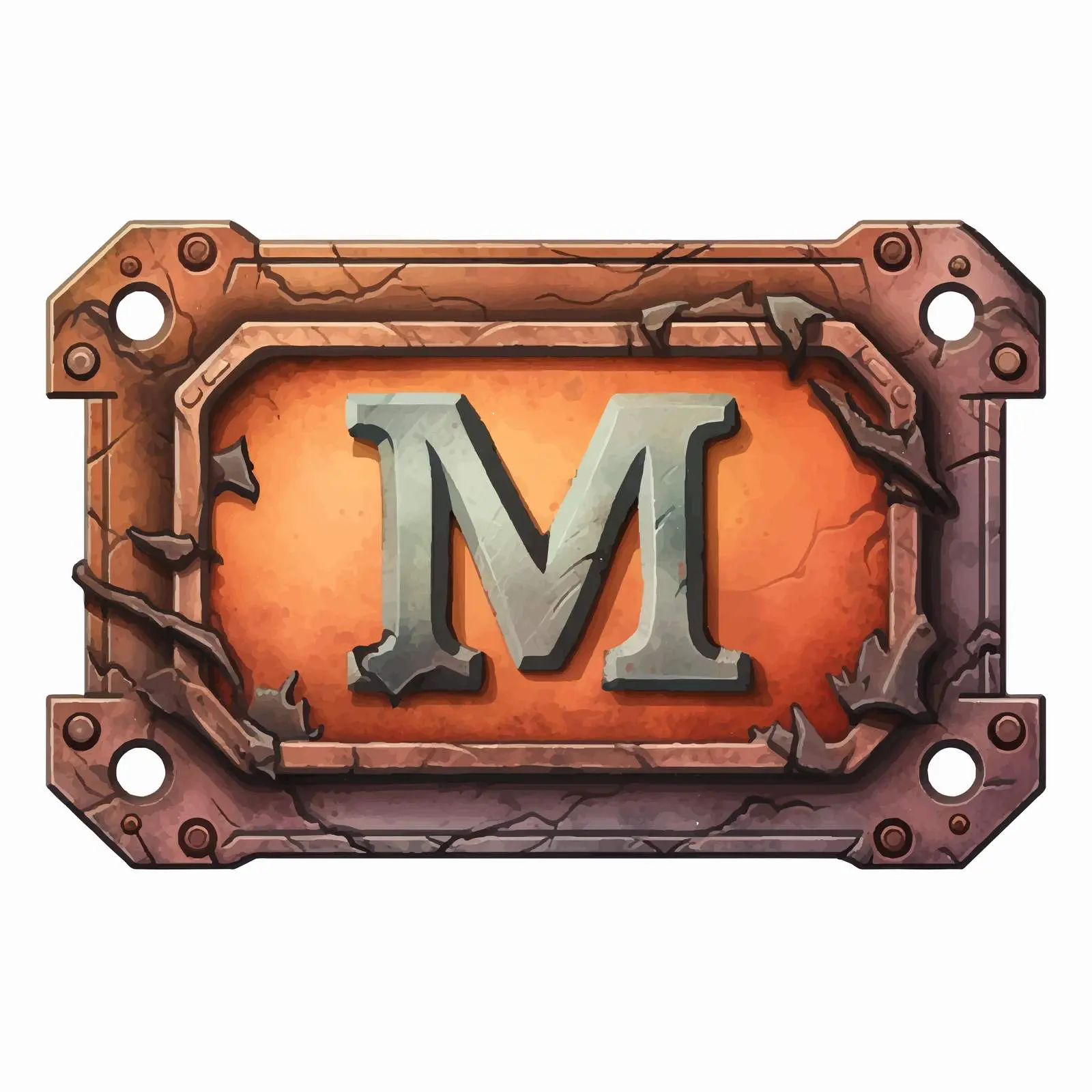 Rusty Metal Label with Letter M Design — free download from Dotvec