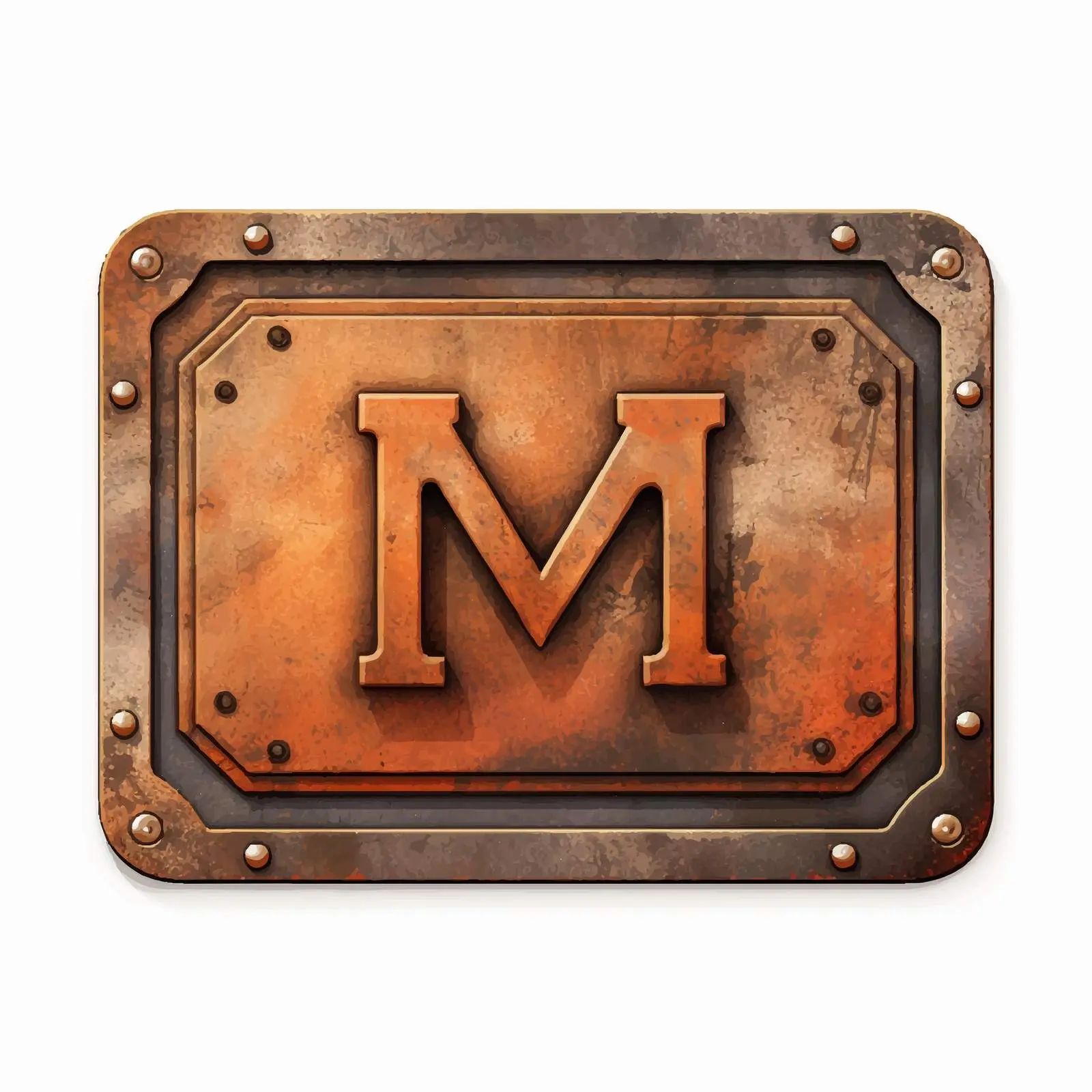 Rusty Metal Label with Letter M for Scrapbook — free download from Dotvec
