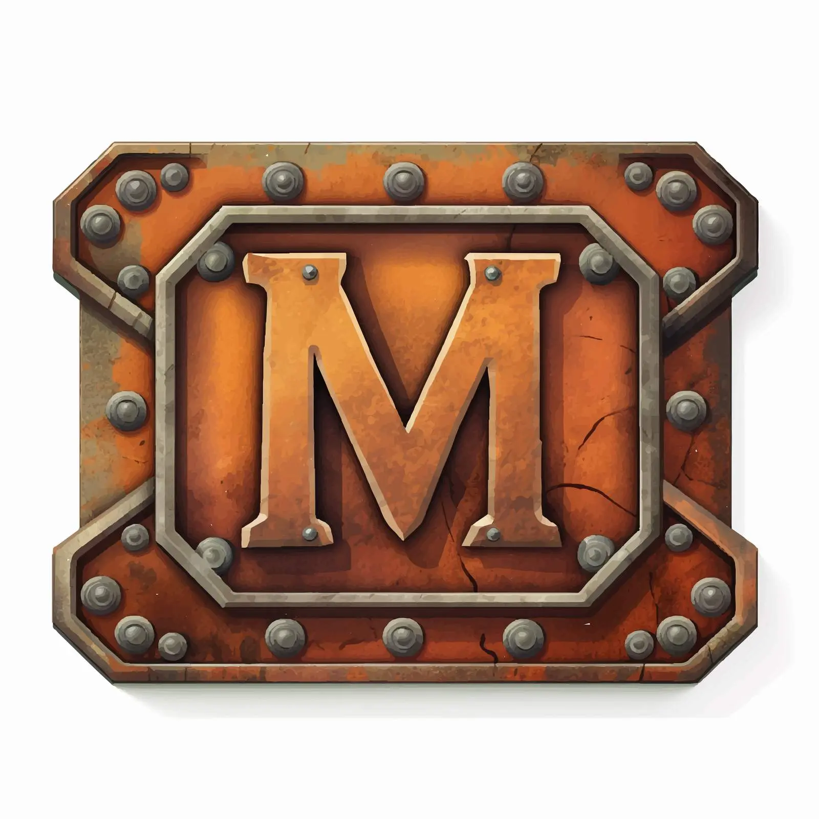 Rusty Metal Label with Letter M for Scrapbook — free download from Dotvec