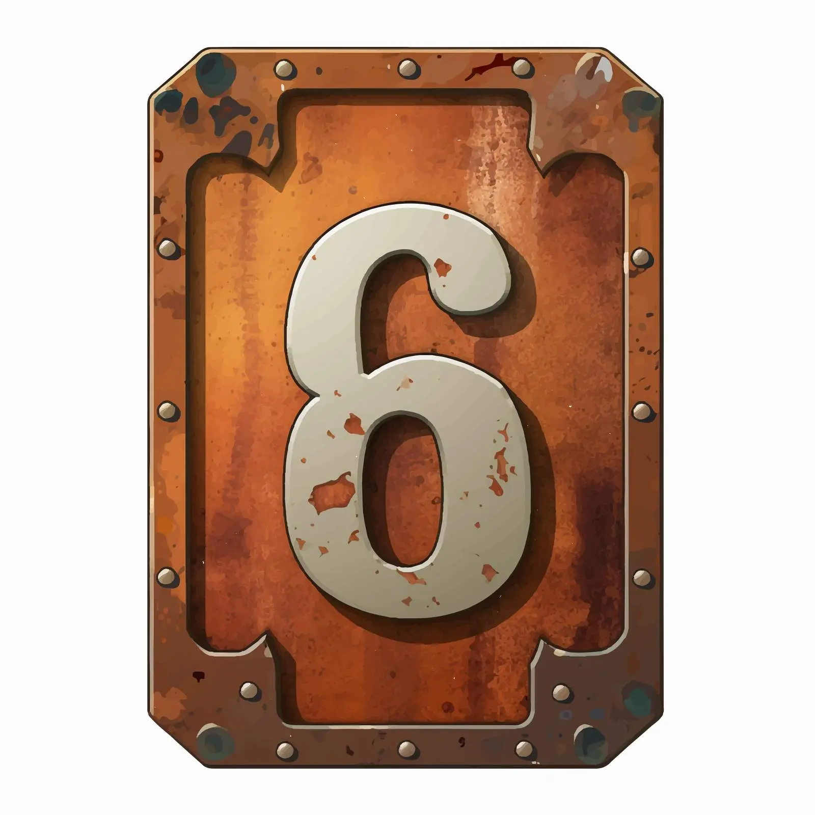 Rusty Metal Label with Number 6 for Scrapbook — free download from Dotvec