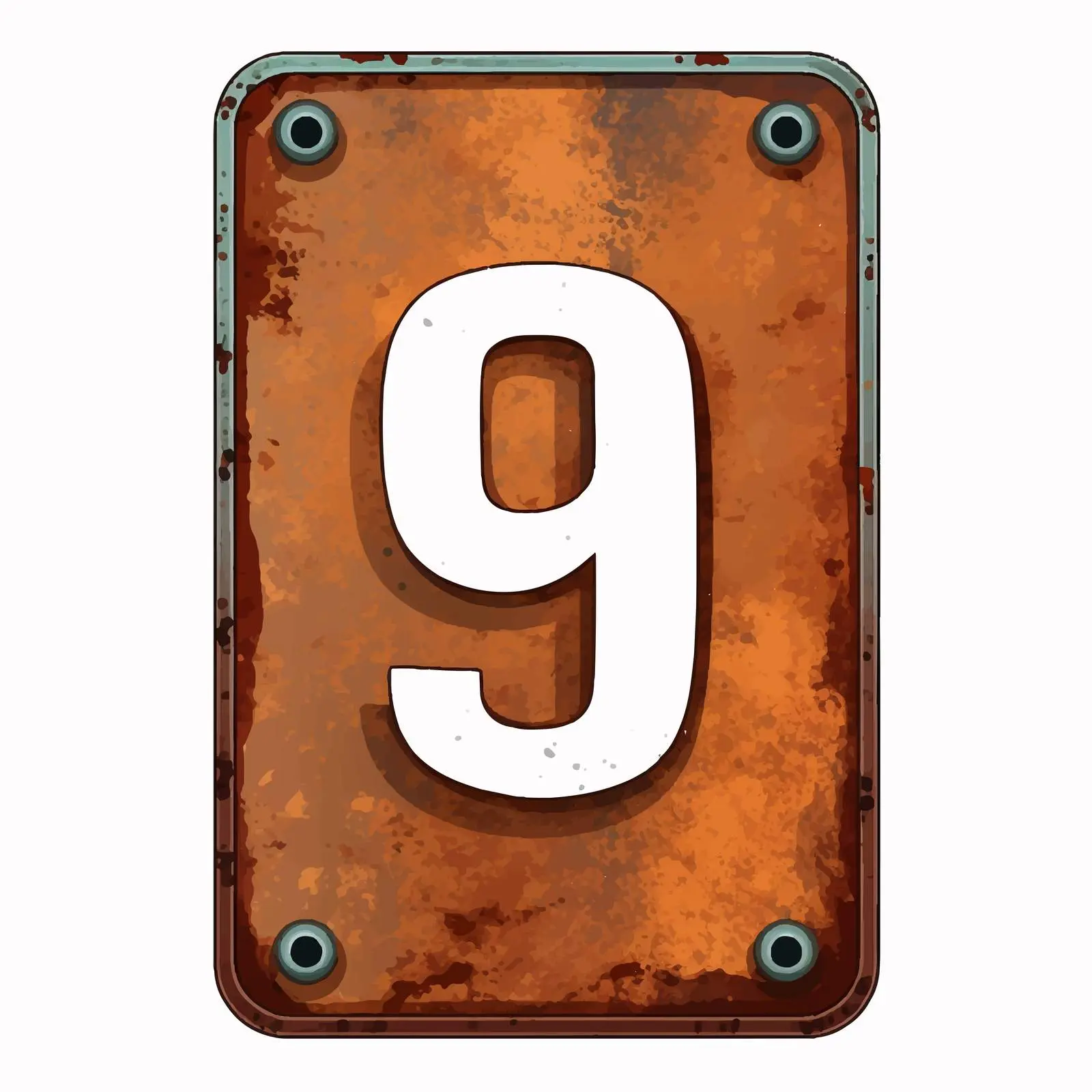 Rusty Metal Label Number 9 for Scrapbooking – free background graphics image from Dotvec