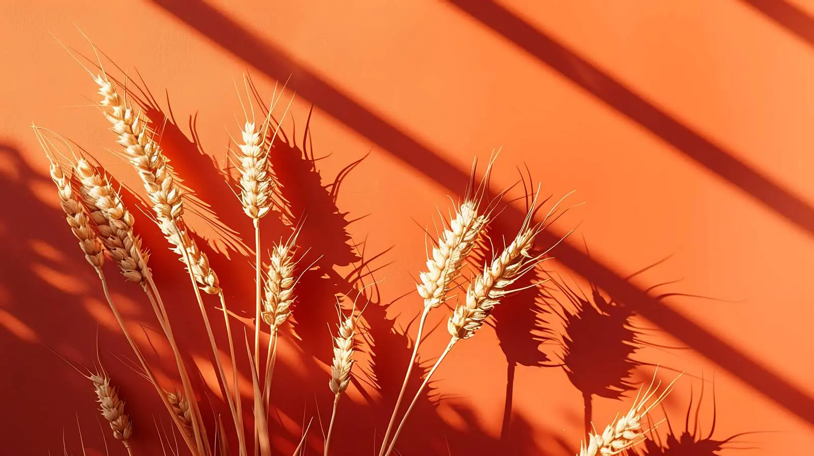 Rye Wheat Cereal Stems on Orange Background — free download from Dotvec
